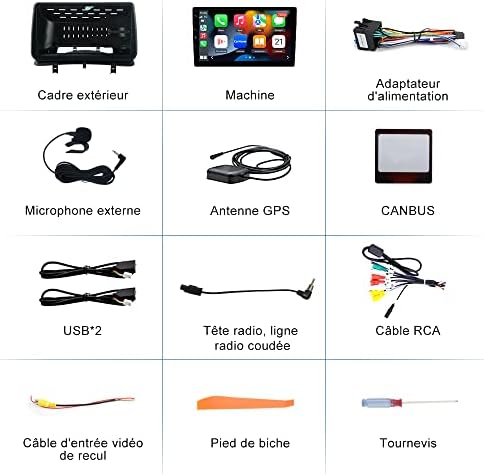Autoradio Carplay Bluetooth pour Renault Clio Ⅲ 2005-2014 Écran Tactile HD de 9 Pouces Support Carplay et Android Auto mirrorlink WiFi DSP AM FM RDS GPS – Image 7