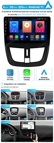 Autoradio pour Peugeot 207 ACAVICA Android (2006-2014) avec Écran Tactile WiFi Bluetooth Navigation GPS et Carplay WiFi commande au volant – Image 2