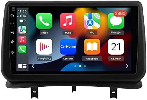 Autoradio Carplay Bluetooth pour Renault Clio Ⅲ 2005-2014 Écran Tactile HD de 9 Pouces Support Carplay et Android Auto mirrorlink WiFi DSP AM FM RDS GPS