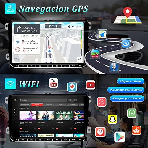 Autoradio VW Polo Golf 5 6 Passat Tiguan Touran Seat Skoda de marque CAMECHO Bluetooth WiFi et caméra de recul – Image 3