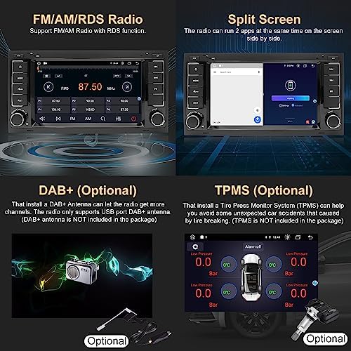 Autoradio VW Volkswagen TOUAREG T5 Transporter Android 13 Carplay/Android Auto/GPS Navigation/Bluetooth/WIFI Caméra arrière – Image 4