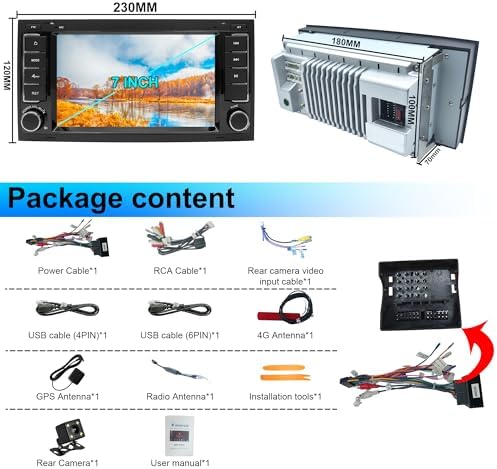 Autoradio VW Volkswagen TOUAREG T5 Transporter Android 13 Carplay/Android Auto/GPS Navigation/Bluetooth/WIFI Caméra arrière – Image 6