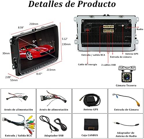 Autoradio VW Polo Golf 5 6 Passat Tiguan Touran Seat Skoda de marque CAMECHO Bluetooth WiFi et caméra de recul – Image 7