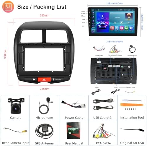 Autoradio Android 2GB 64GB pour Mitsubishi ASX/Peugeot 4008/Citroen C4 - Carplay Android Auto, Mirror Link, GPS 10,1" WiFi FM RDS – Image 7