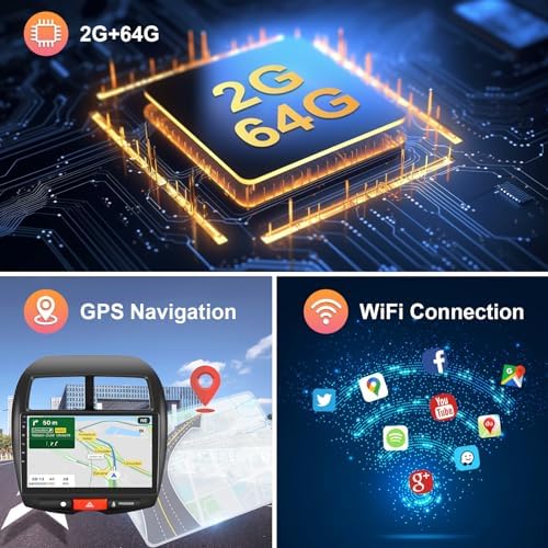Autoradio Android 2GB 64GB pour Mitsubishi ASX/Peugeot 4008/Citroen C4 - Carplay Android Auto, Mirror Link, GPS 10,1" WiFi FM RDS – Image 3