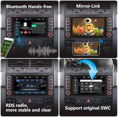 Autoradio Compatible CarPlay/Android Auto pour VW Touareg Transporter T5 Multivan - Écran Tactile IPS/Bluetooth/Mirror Link/FM/AM/USB – Image 4