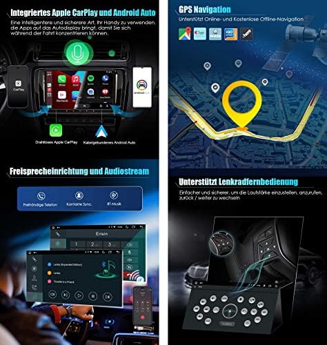 Autoradio Erisin 9 Pouces Android 13 pour VW T5 Polo Passat Golf 5/6 Touran Tiguan Caddy - GPS, Bluetooth, CarPlay sans Fil, Android Auto – Image 3